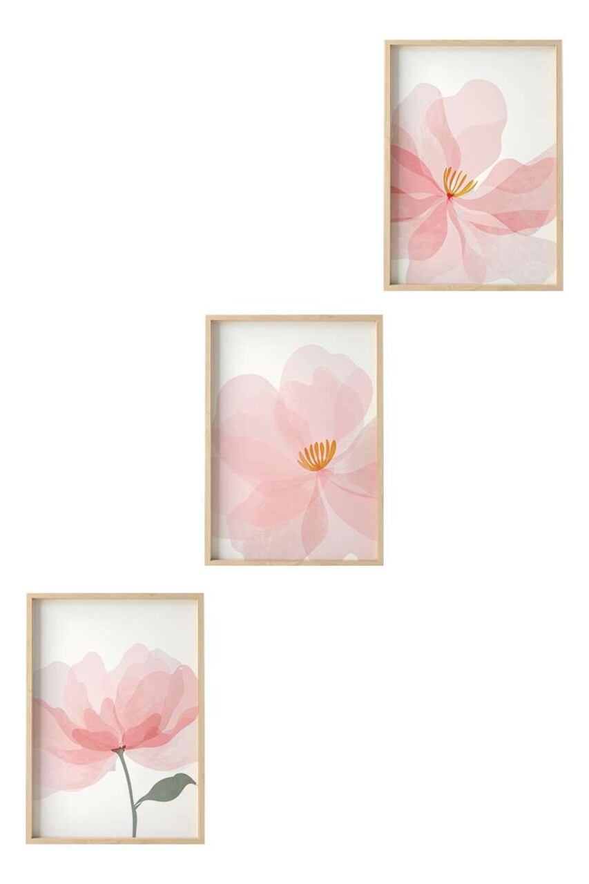 Set 3 tablouri decorative, Huhu192, Cadru: 100% LEMN MASIV (Grosime: 2,5 cm), Multicolor - view 3