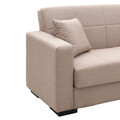 Canapea extensibila 2 locuri Vox, Pakoworld, 148x77x80 cm, textil/lemn de plop, bej