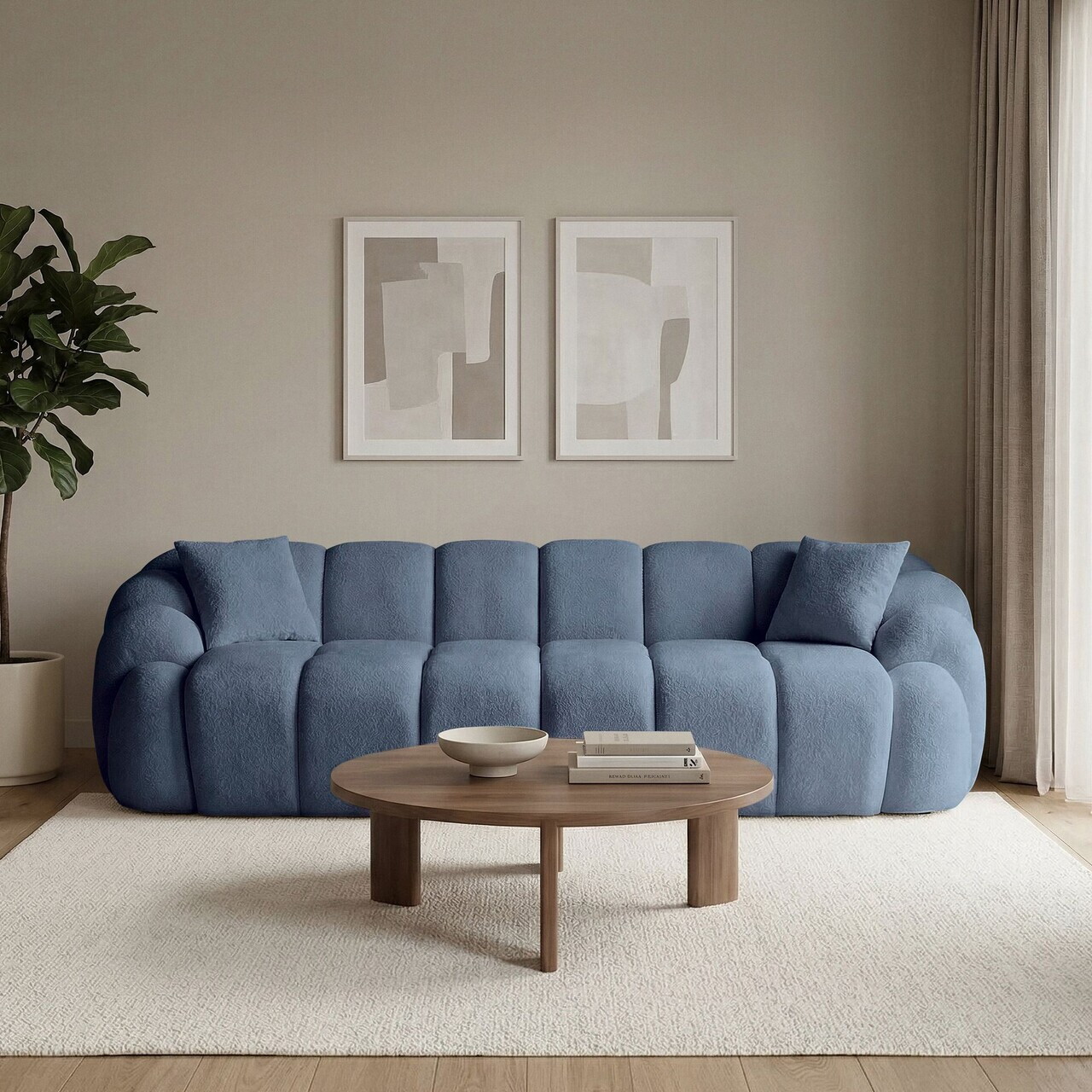 Canapea cu 4 locuri, Atelier del Sofa, 752EST2305, Lemn de carpen/PAL melaminat, Albastru navy - view 2