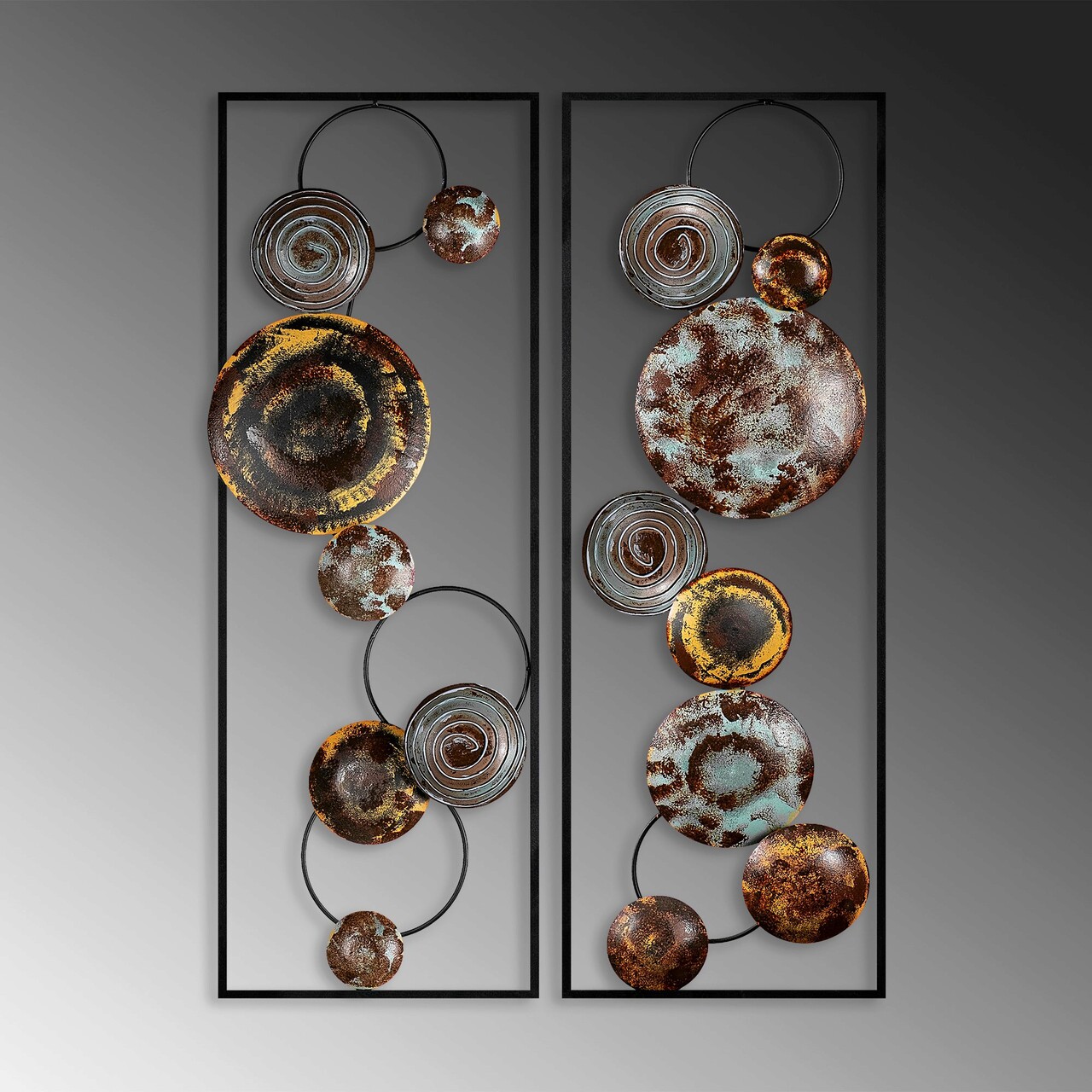 Decoratiune de perete, Textured, Lățime: 32 cm Înălțime: 92 cm Adâncime: 4 cm (2 bucăți), Multicolor - imagine 4