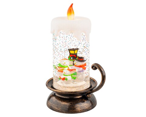 Decoratiune luminoasa Candle w snowman family, Lumineo, 10.5x14x21.5 cm, plastic, multicolor 10.5x14x21.5