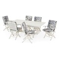 Set mobilier pentru gradina Tropical, masa extensibila + 6 scaune, alb/multicolor