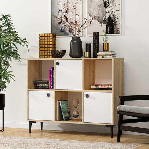 Consola, olivia, parion, 120 x 96 x 35 cm, pal melaminat, stejar/alb
