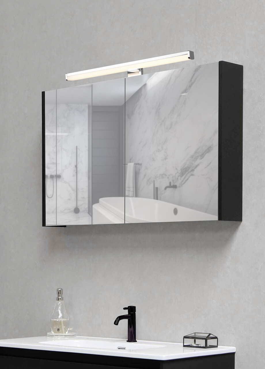 Aplica de perete Lino, TRIO, 40x6 cm, 7.4W, 1x SMD, plastic, argintiu