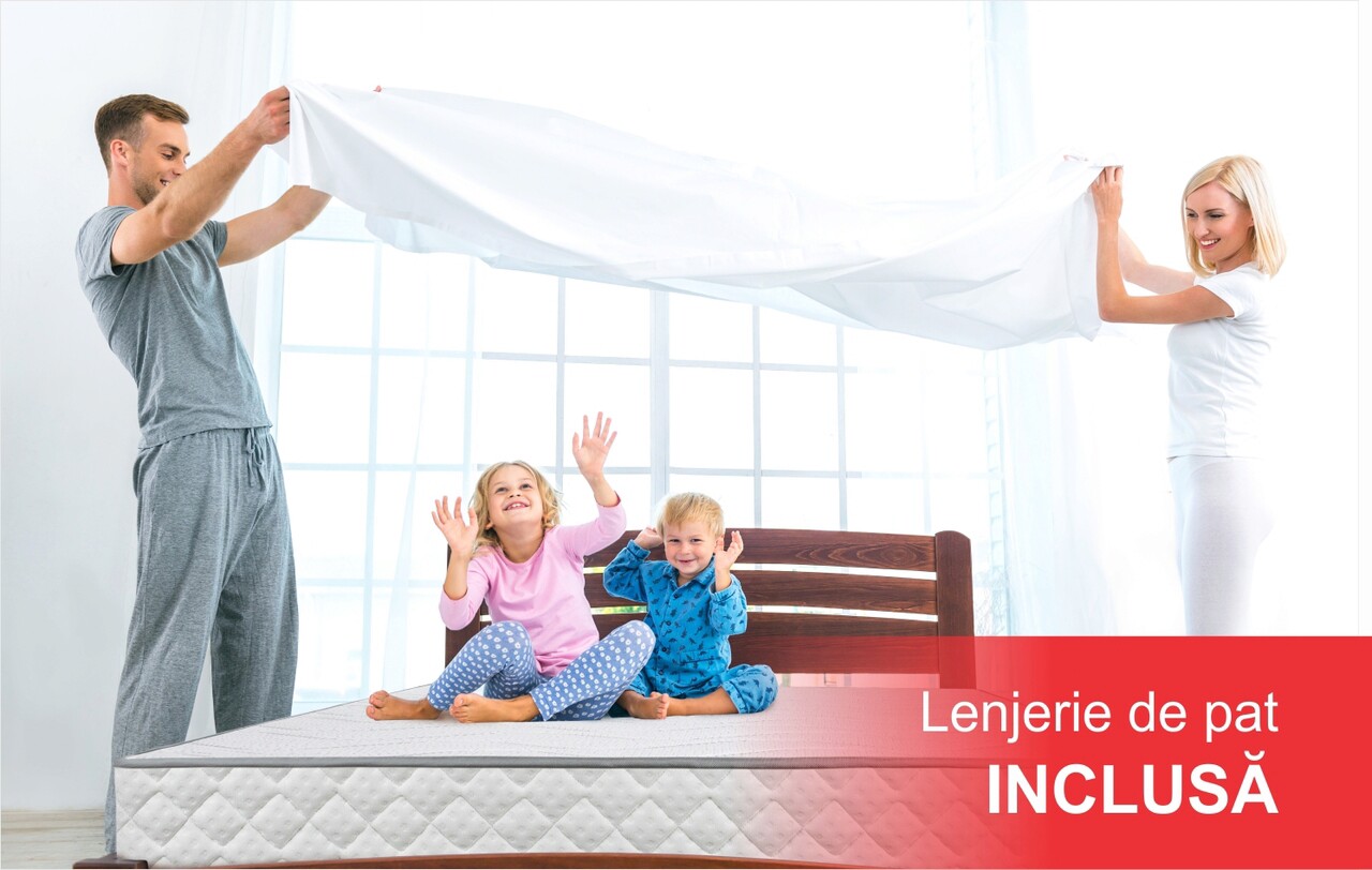 Saltea ortopedica Silver Memory 140x190 cm, H 18 cm, cu lenjerie de pat inclusa