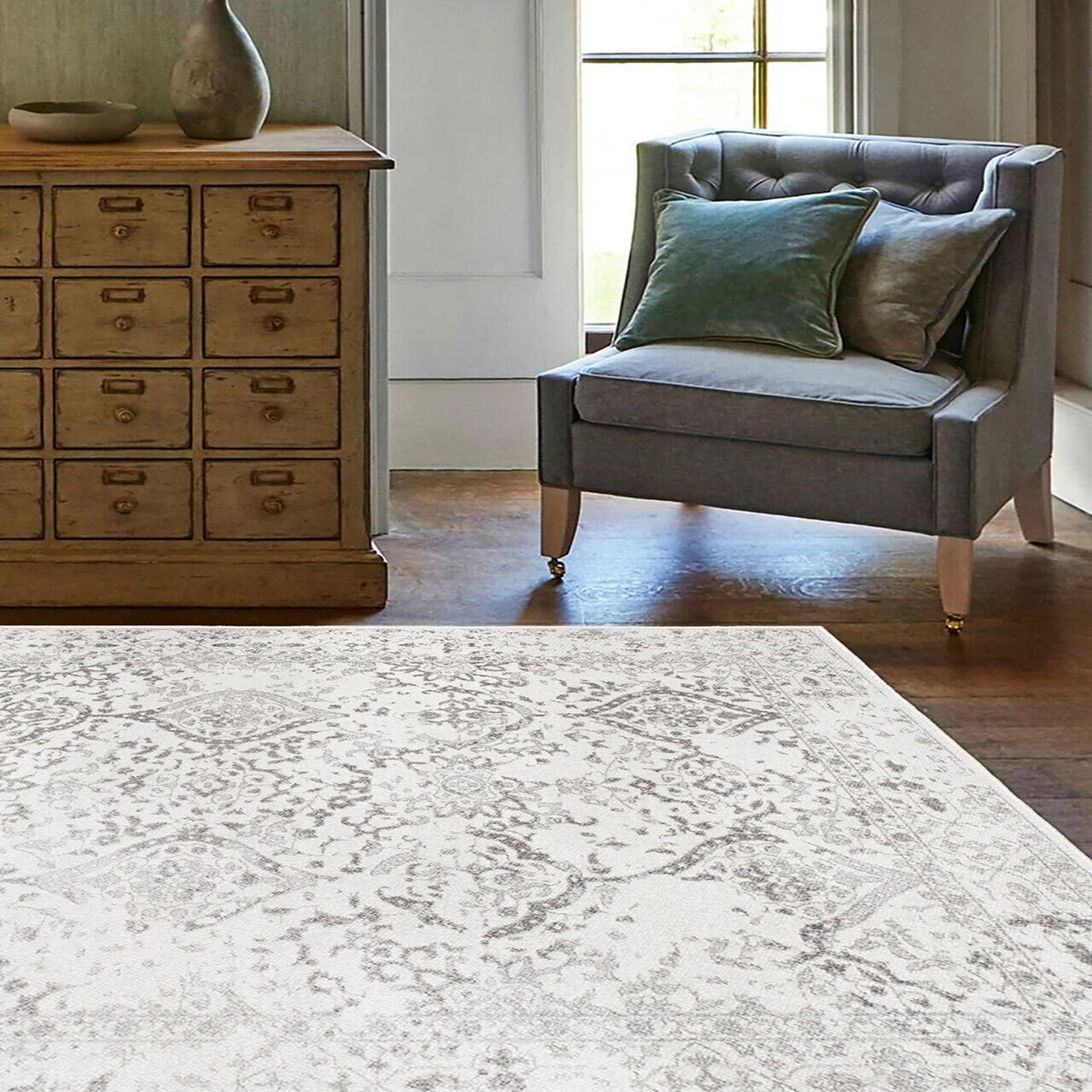 Covor, Kece-Fr17, 180x280 cm, Gri — imaginea 3