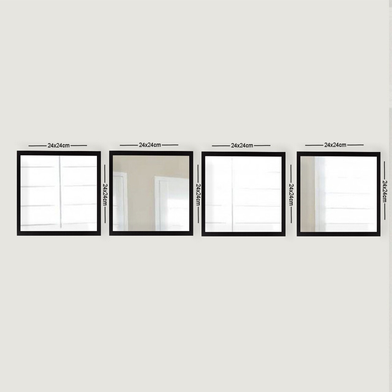 Set 4 oglinzi decorative, SETAYNA_065, Plastic laminat, Argintiu / Negru - view 2