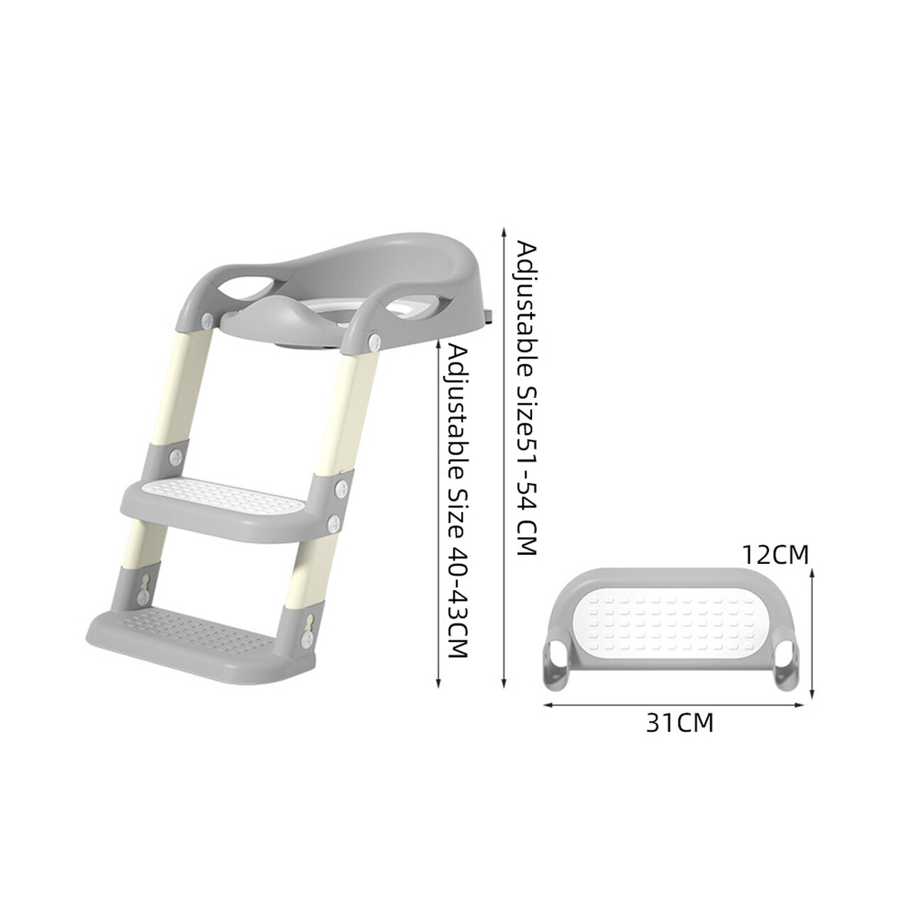 Reductor pentru toaleta cu scara U-grow, 30x38x54 cm, PVC, gri - imagine 5