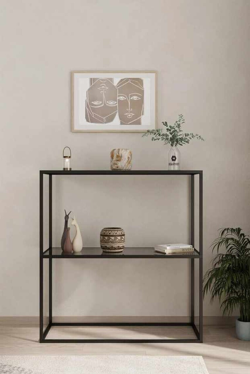 Bufet, Hanah Home, Oskar, 80x85x30 cm, Negru / Fume