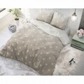 Lenjerie de pat dubla Twinkle Stars Sand, Sleeptime, 3 piese, 200 x 220 cm, cotton blended, crem cu alb