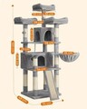Ansamblu de joaca pisici / arbore pentru pisici XXL Cat Condo, Feandrea, 55x55x169 cm, PAL/plus/sisal, gri deschis