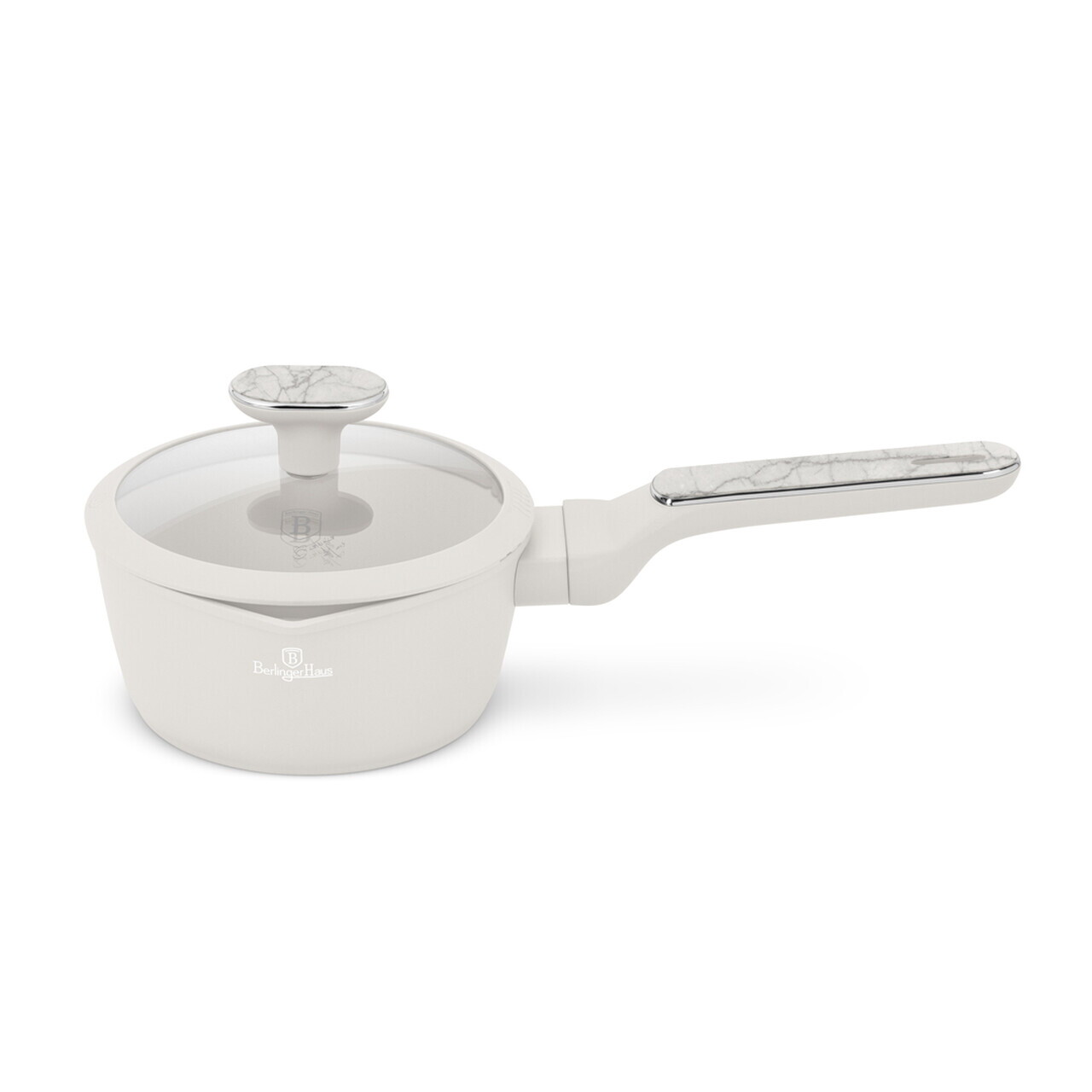 Cratita cu capac Berlinger Haus, Sahara Marble, 16 cm, 1.2 L, aluminiu forjat, crem mat/marmura - imagine 4
