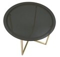 Masuta de cafea, Glam Round, Mauro Ferretti, 58x43 cm, otel/sticla, negru/auriu