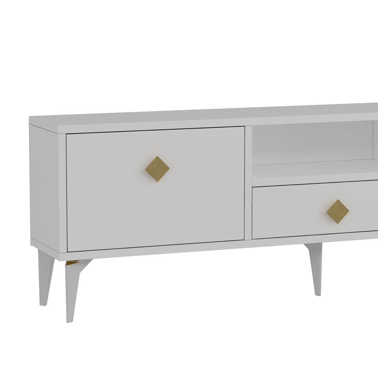Comoda TV, Hanah Home, 1304-DROP-1, 140x49x30 cm, PAL , Alb/Auriu - view 5