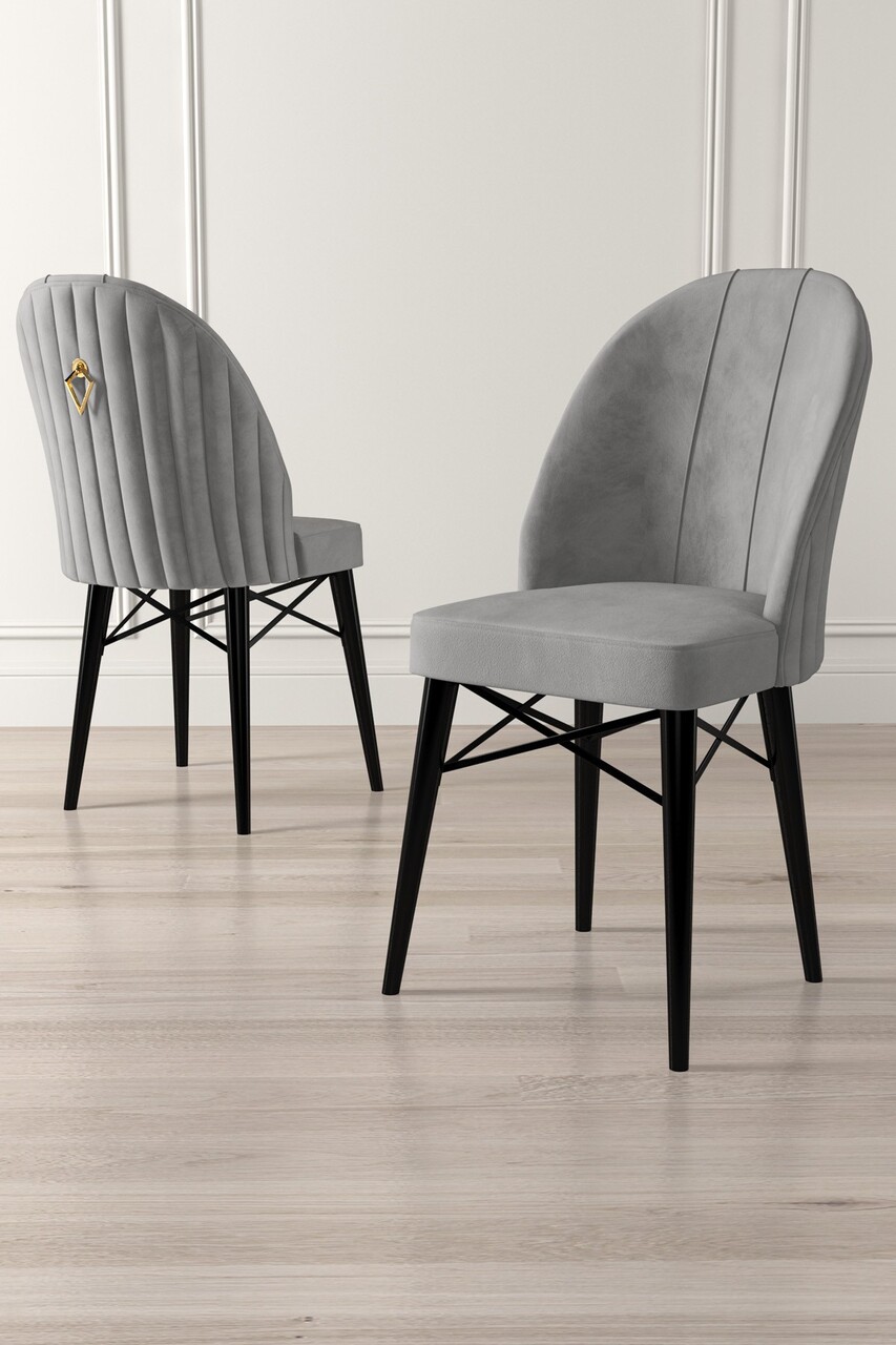 Set de scaune, Charlotte, Ritim, Metal, Gri/Negru - 1 | YEO