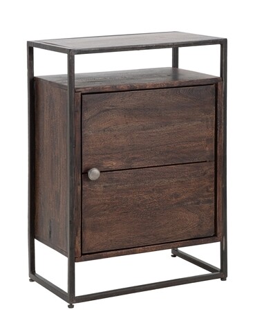 Noptiera cu 1 usa Burn, Mauro Ferretti, 45x30x66 cm, lemn masiv de salcam, maro 45x30x66 imagine 2022