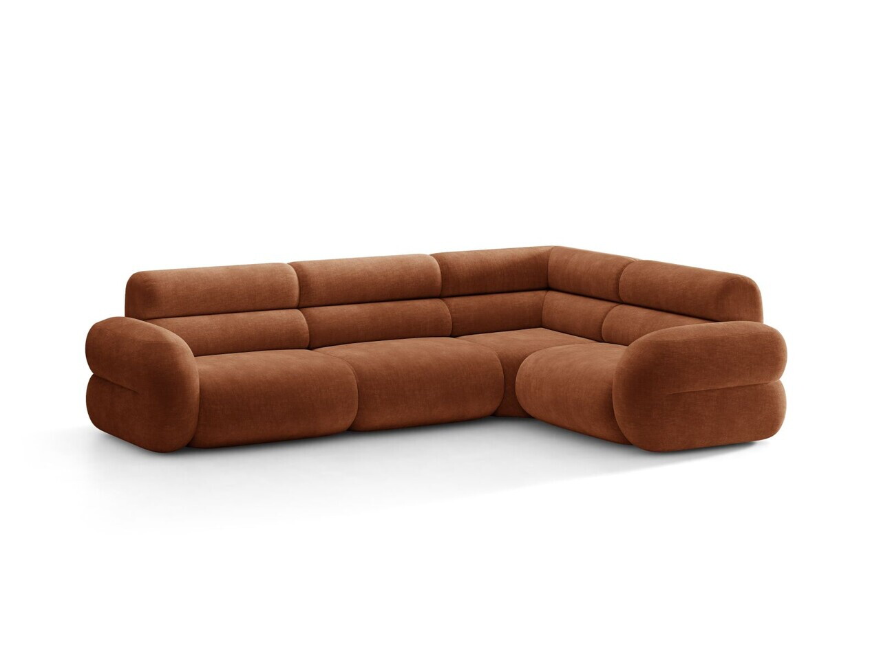 Coltar dreapta 5 locuri, Neo, Micadoni Home, 295x210x83 cm, tesatura Chenille, teracota — imaginea 6