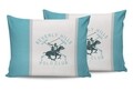 Set 2 fete de perna, 50x70 cm, 100% bumbac, Beverly Hills Polo Club, Alb/Turcoaz