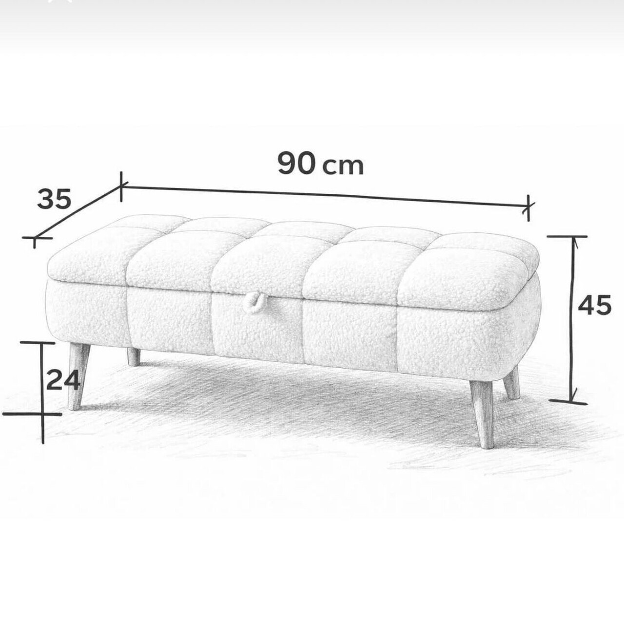 Banca, Hanah Home, Sara, 90x45x35 cm, Negru — imaginea 4