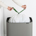 Cos de gunoi cu soft touch, Brabantia, Bo Touch Mineral, 11+23 L, 31.2x54x68 cm, otel, gri