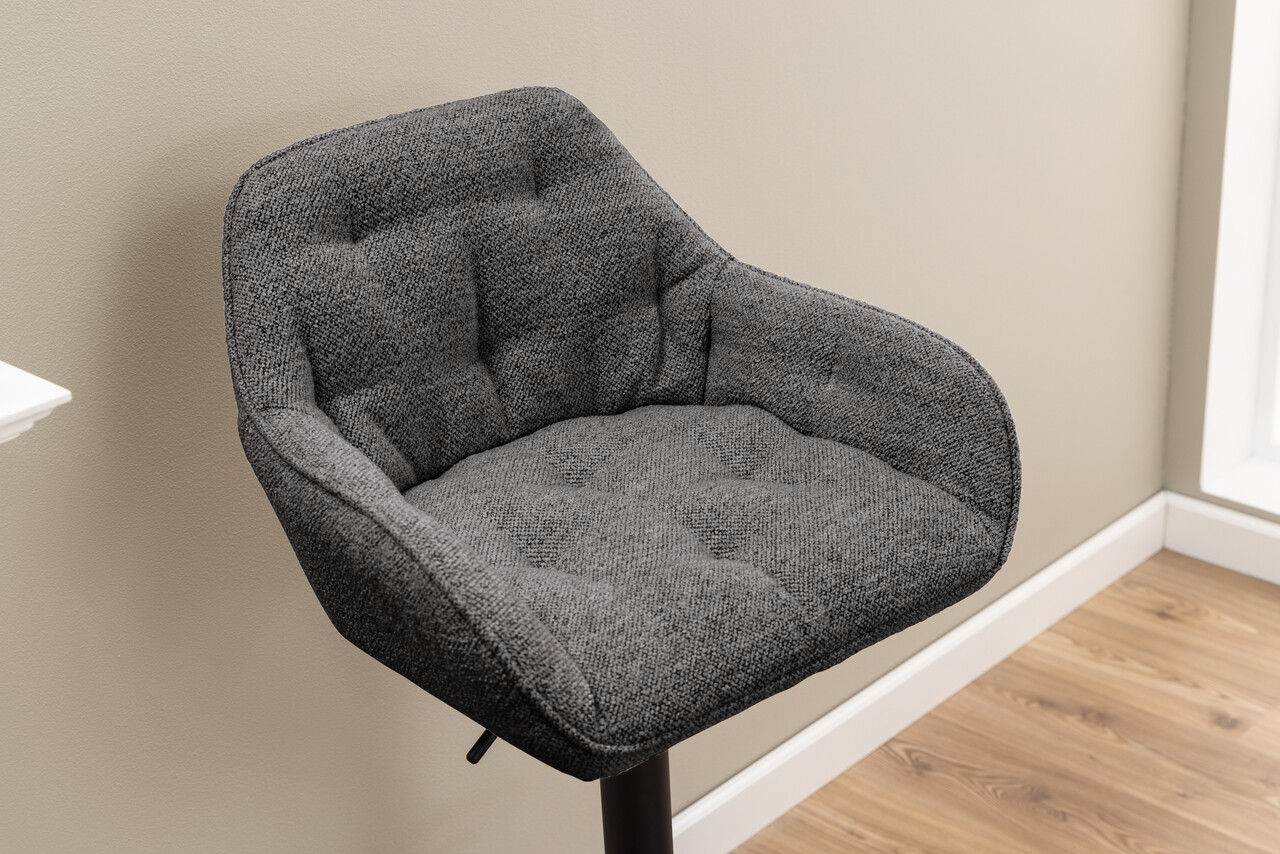 Scaun de bar Brooke, Actona, 52x52x109 cm, rotativ, tesatura Boucle/otel, antracit - view 3