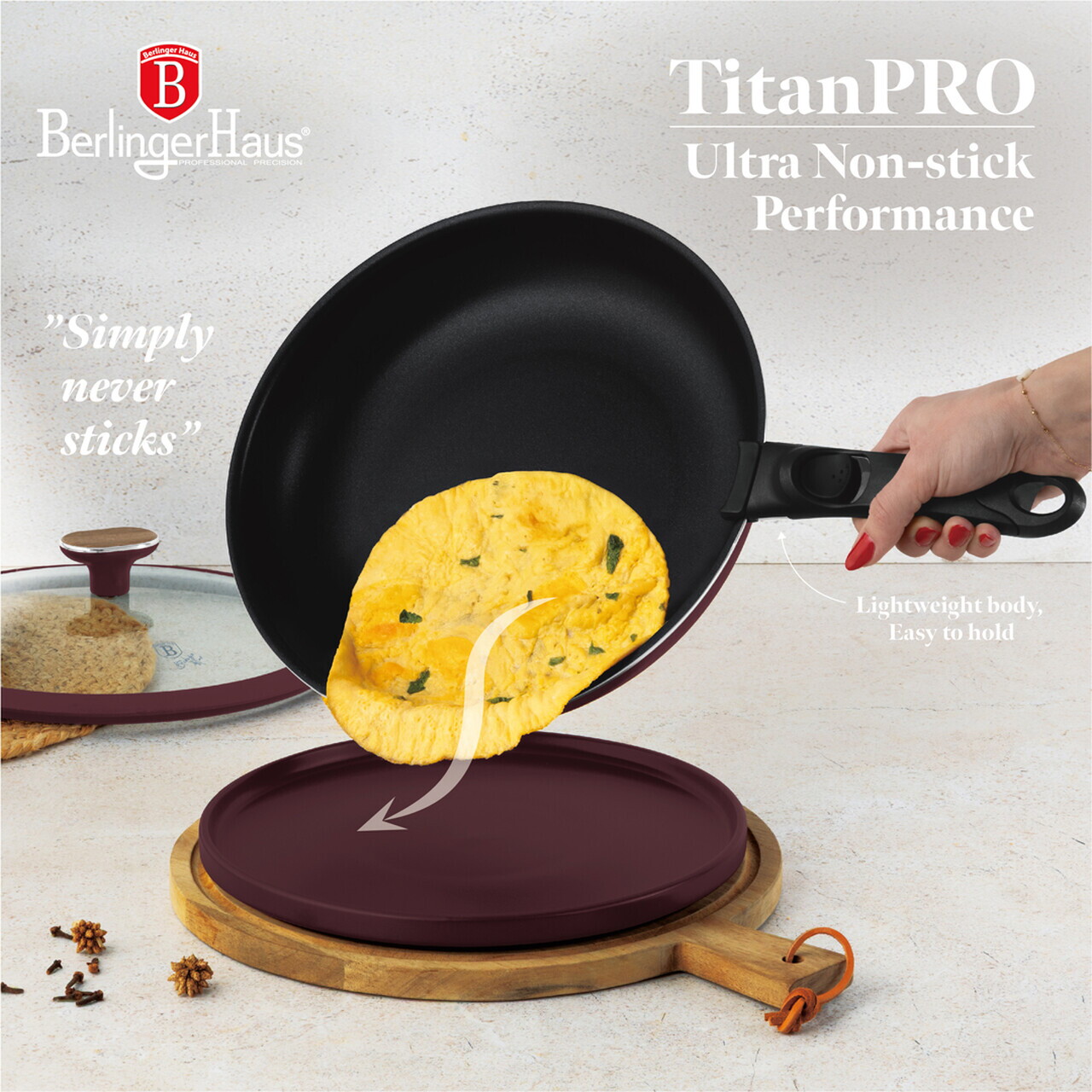 Set pentru gatit Berlinger Haus, Leonardo Nordic, 13 piese, aluminiu, visiniu mat - imagine 3