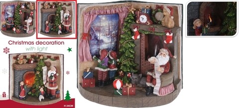 Decoratiune luminoasa Book w Santa standing , 30.5x19x24.5 cm, poliston, muliticolor