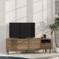 Comoda TV, Decortie, Heaton, 144.6 x 48.4 x 35.6 cm, pal melaminat, nuc