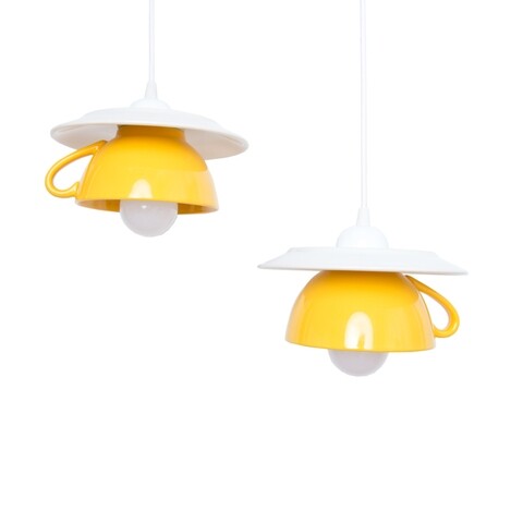 Lustra Afternoon tea Twins, Deco Republic, E27, 1x60W, ceramica, verde deschis/galben