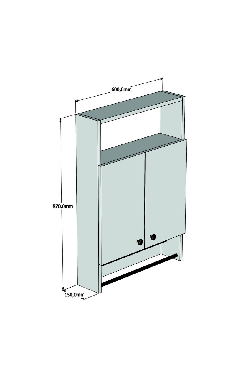 Dulap De Baie Cu Suport Prosop Banyo, Puqa Design, 60x15x87 Cm, Alb