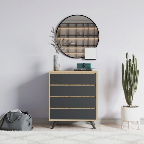 Dulap, mod design, suvera, 70x86x40 cm, stejar / antracit