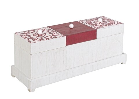 Cutie pentru depozitare bijuterii, Bizzotto, Barcellona, 34.5 x 12.5 x 14.5 cm, mdf, alb/rosu