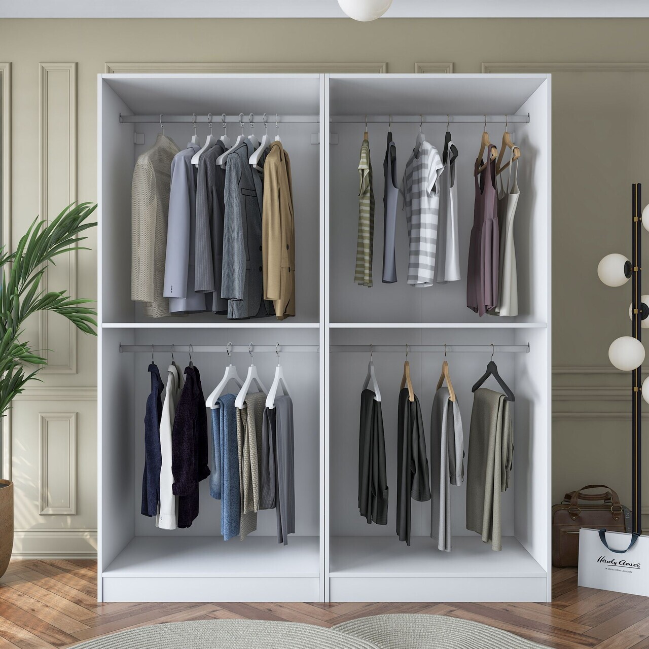 Dulap pentru haine, Hanah Home, BA163, 180x210x57.5 cm, PAL melaminat, Alb - view 5