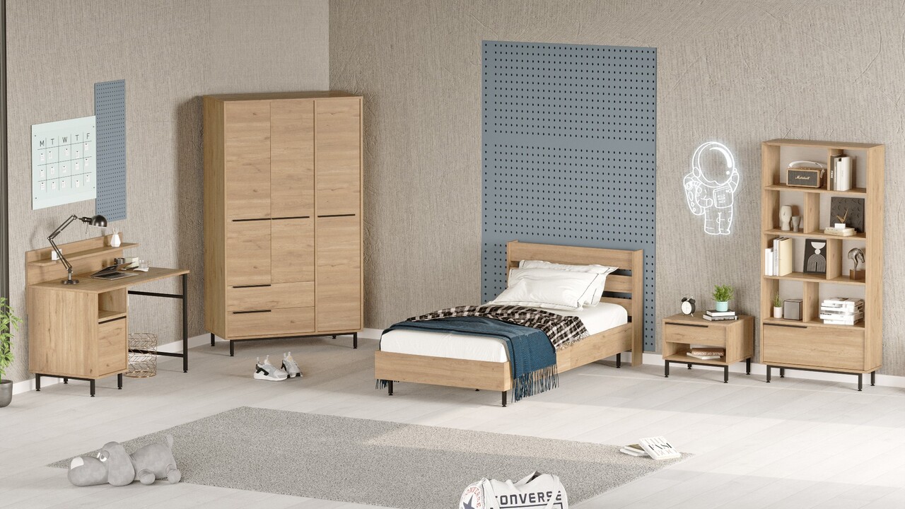 Set dormitor pentru copii, Locelso, ON25-S, Stejar - 1 | YEO