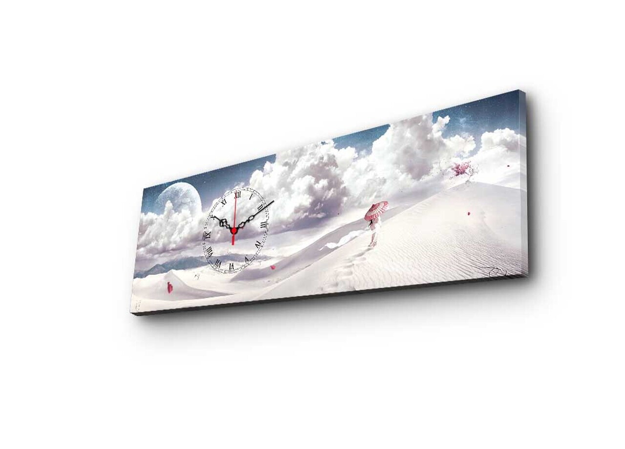 Ceas de perete, 3090CS-57, PÂNZĂ DIN PIELE ÎNTOARSĂ, 30 x 90 cm, Multicolor — imaginea 2