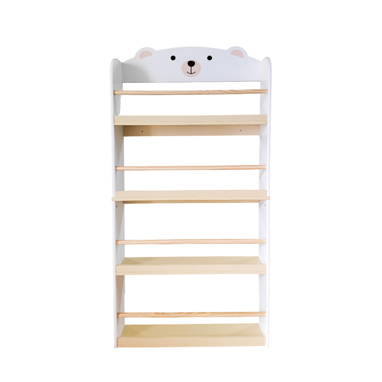 Raft depozitare carti si jucarii Bear, U-Grow, 60x15x123 cm, MDF, alb/natur - view 3