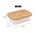 Caserola din sticla cu capac din bambus, 19.5x14x6.5 cm, 1040 ml
