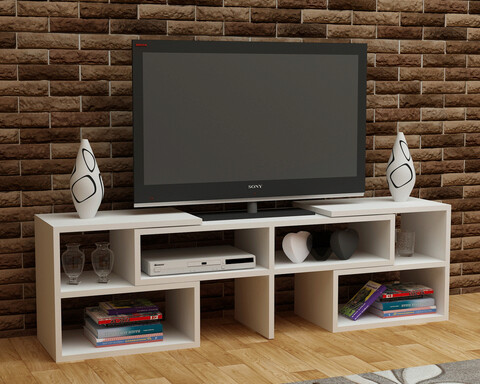 Comoda tv, decorotika, care, 136.8x40x29.5 cm, alb