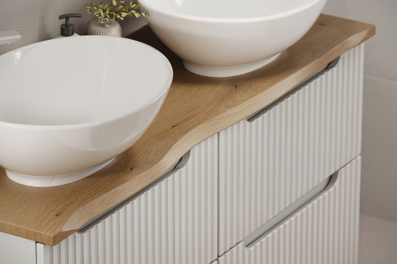 Set mobilier baie Nova Coast Evoke Oak 80 cm, dulap inalt si masca lavoar, Comad, MDF/PAL, stejar - view 5