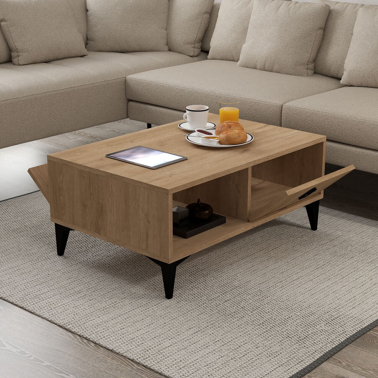 Masuta de cafea, Hanah Home, Deren 2006, 90x41.5x60 cm, PAL, Maro — imaginea 4