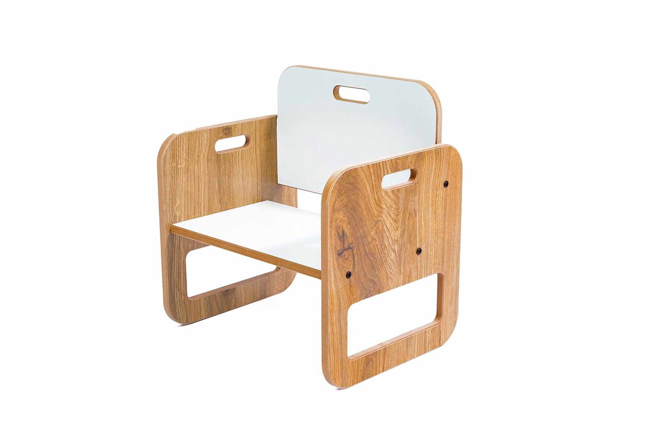 Set masa si scaun pentru copii, Hanah Home, Sparrow 2, Alb / Natural - imagine 6