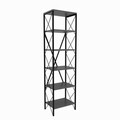 Corp biblioteca, Kalune Design, Suadiye, 50x180x30 cm, PAL, Antracit / Negru