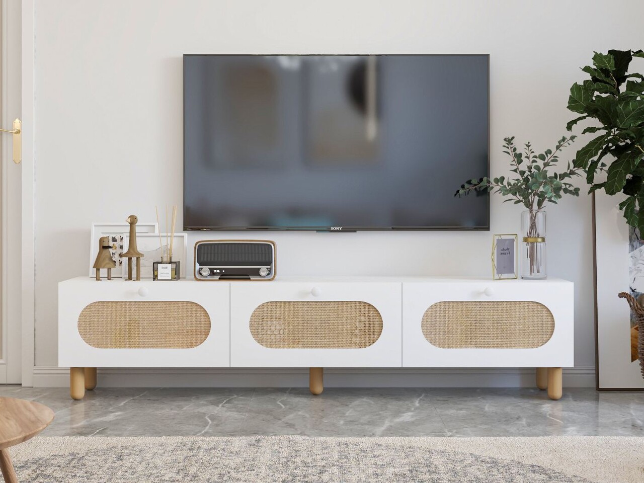 Comoda TV, Odessa, Elena, 180x42.6x31.4 cm, Alb
