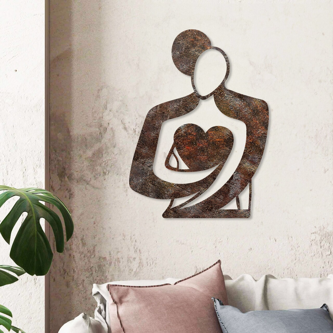 Decoratiune de perete, Rusty Hug, Dimensiune: 70 x 52 cm, Maro antichizat - view 2