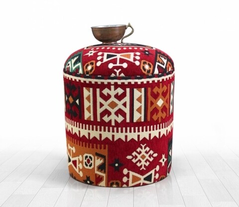 Taburet Etnic Babylon, Heinner, 46×40 cm, bumbac, rosu 46x40