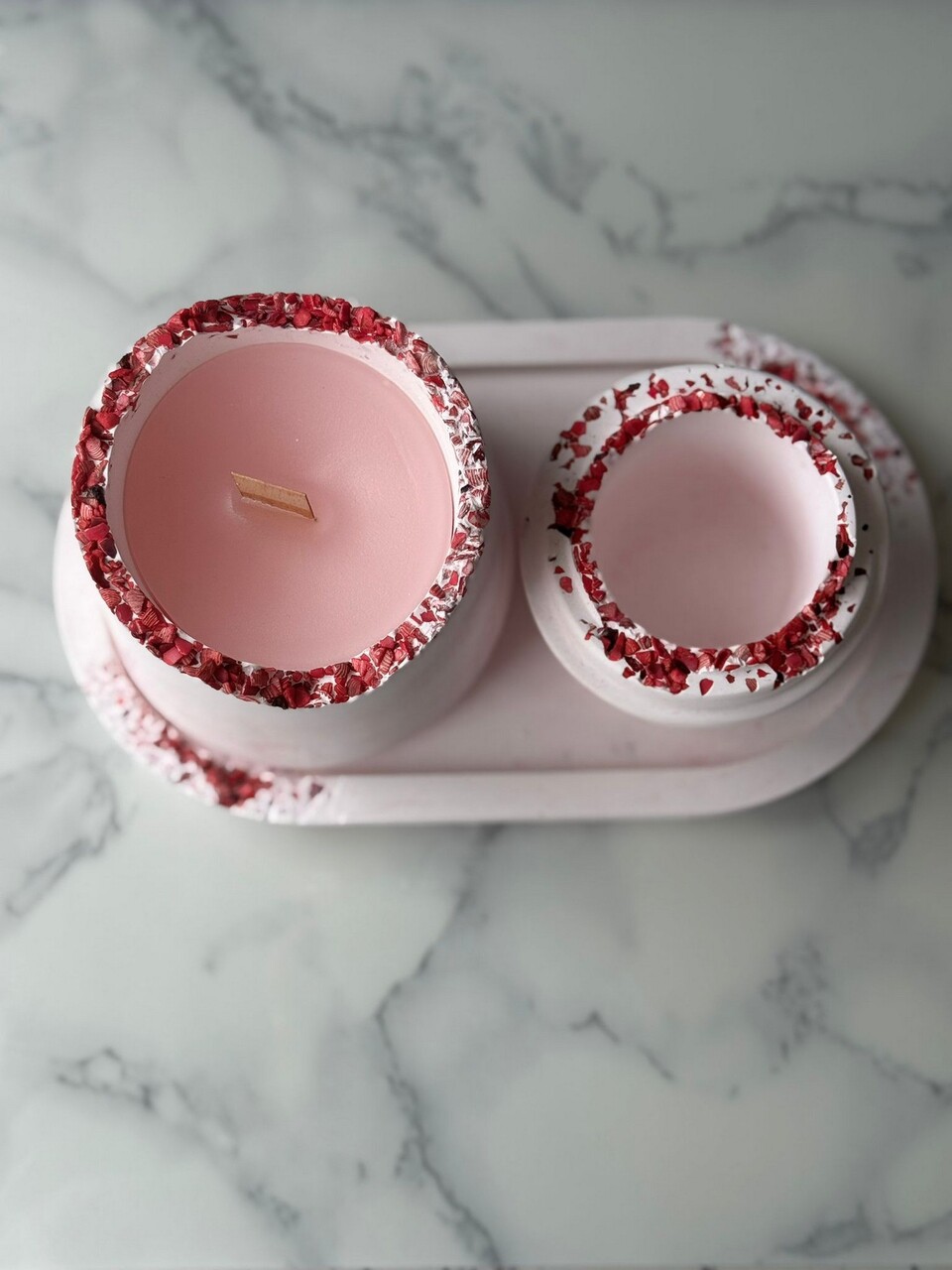 Set de lumanari, Glamour Candle 35ST, Beton, Roz/Alb - view 2