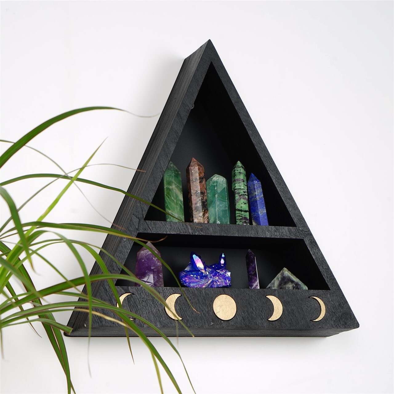 Raft de perete, Evila Originals, Cry001-S, 30x30x6 cm, Lemn masiv, Negru - 1 | YEO
