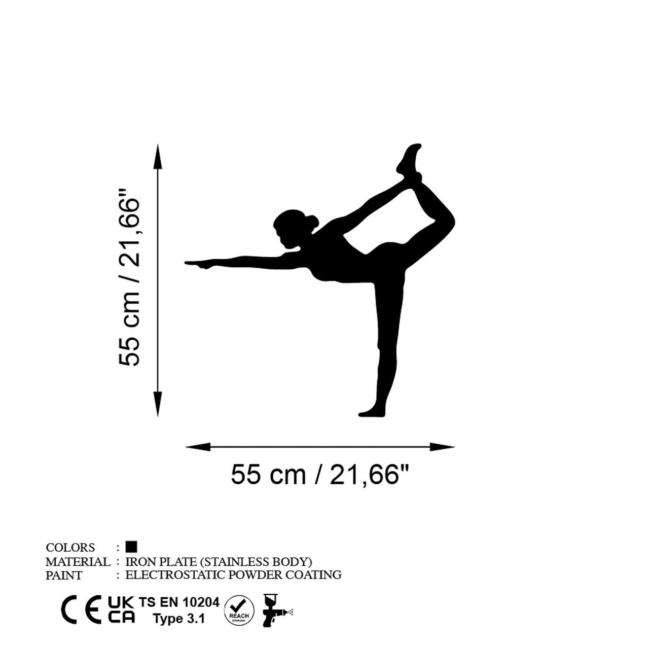 Decoratiune de perete, Yoga 11, Dimensiune: 55 x 55 cm, Negru — imaginea 6