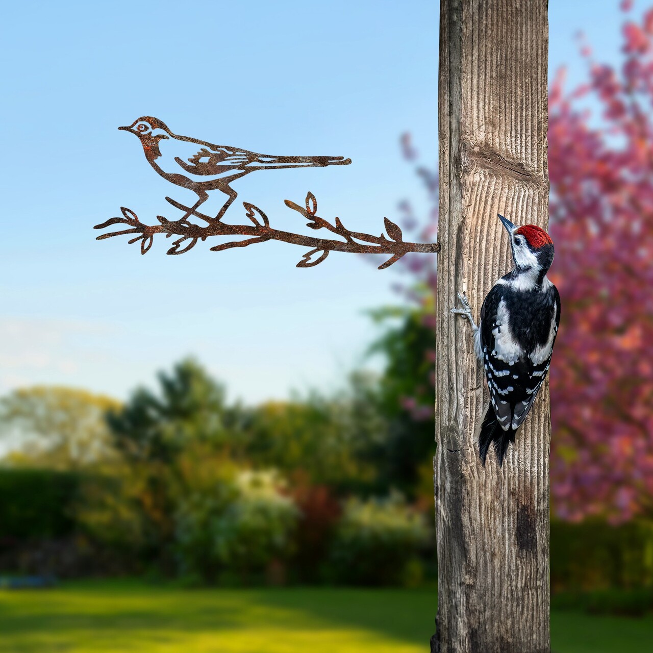 Obiect decorativ de grădină, Bird On The Branch 05, 50x20 cm, Maro - view 2