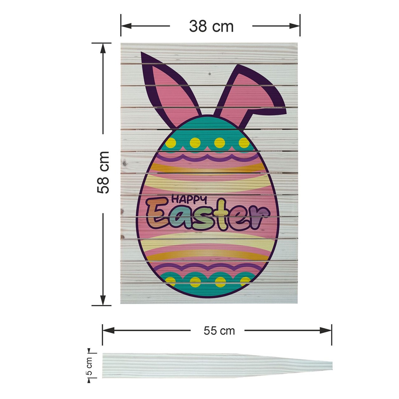 Semn de curte, Bunny Ears Egg, 38x58 cm, Negru - imagine 4